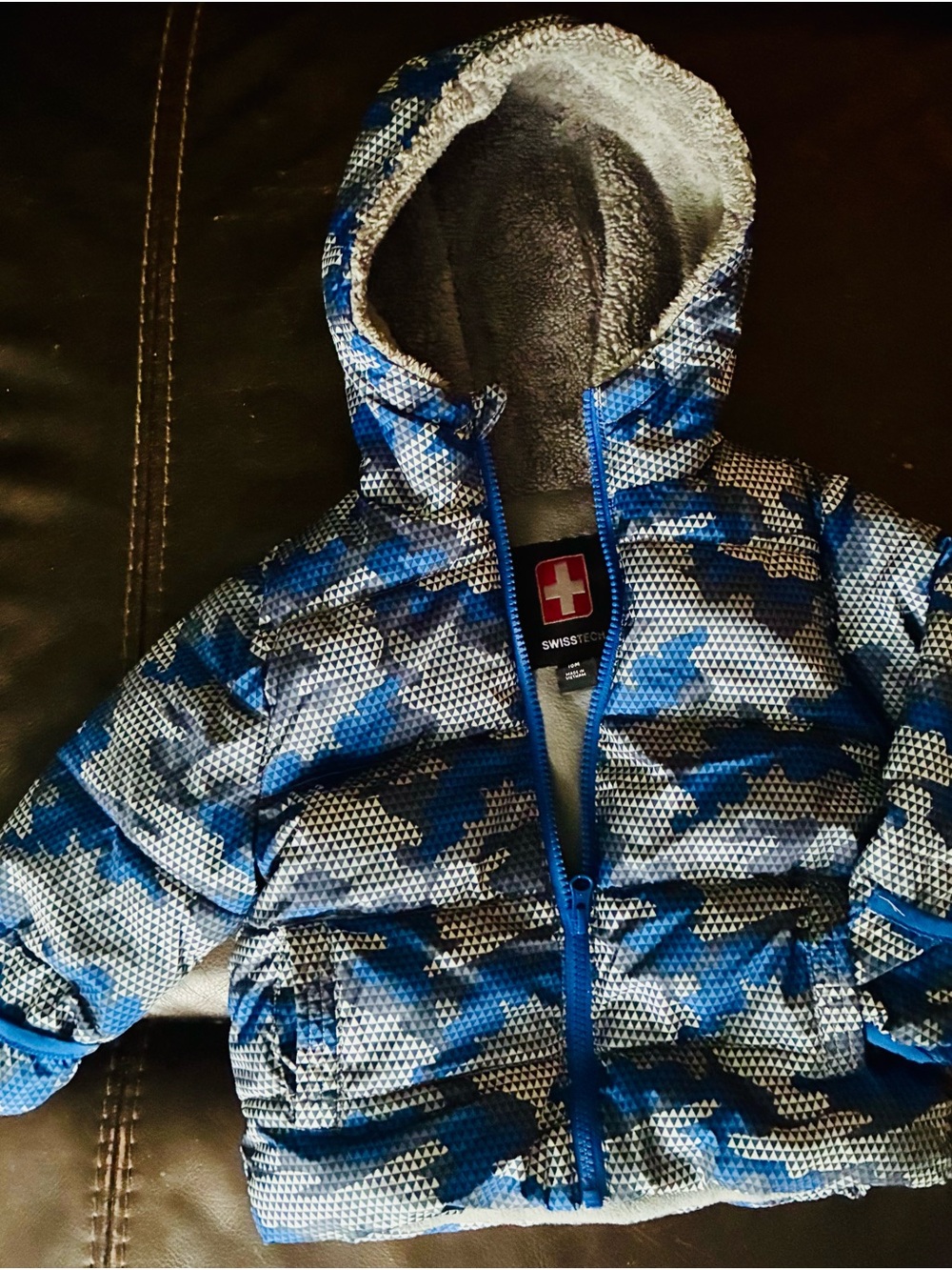 SwissTech Blue & Red Logo Infant Puffer Jacket